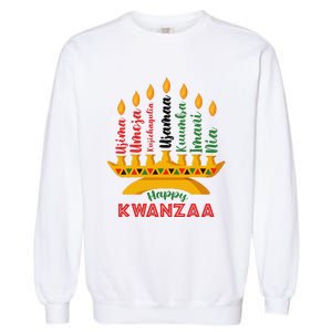 Funny Happy Kwanzaa Kinara Seven Candles Principles Of Kwanzaa Garment-Dyed Sweatshirt