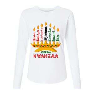 Funny Happy Kwanzaa Kinara Seven Candles Principles Of Kwanzaa Womens Cotton Relaxed Long Sleeve T-Shirt