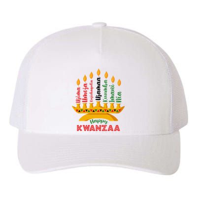 Funny Happy Kwanzaa Kinara Seven Candles Principles Of Kwanzaa Yupoong Adult 5-Panel Trucker Hat