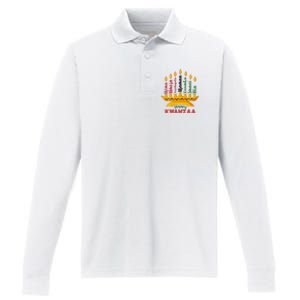 Funny Happy Kwanzaa Kinara Seven Candles Principles Of Kwanzaa Performance Long Sleeve Polo