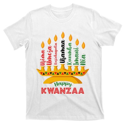 Funny Happy Kwanzaa Kinara Seven Candles Principles Of Kwanzaa T-Shirt