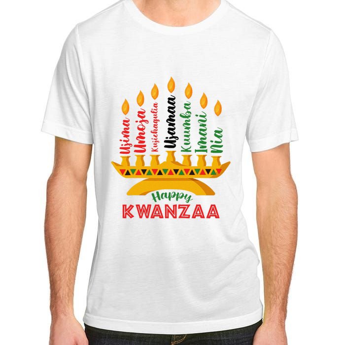 Funny Happy Kwanzaa Kinara Seven Candles Principles Of Kwanzaa Adult ChromaSoft Performance T-Shirt