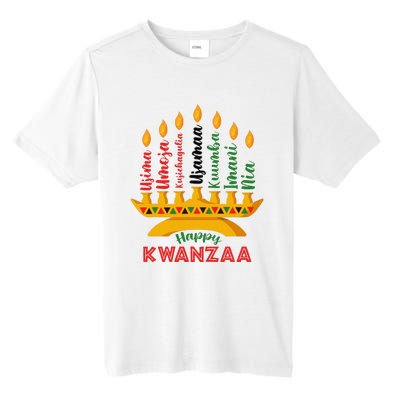 Funny Happy Kwanzaa Kinara Seven Candles Principles Of Kwanzaa Tall Fusion ChromaSoft Performance T-Shirt