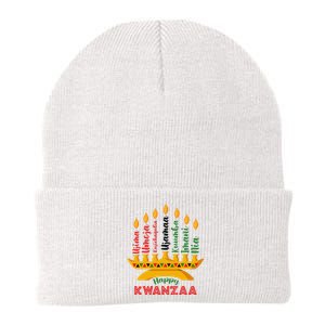 Funny Happy Kwanzaa Kinara Seven Candles Principles Of Kwanzaa Knit Cap Winter Beanie