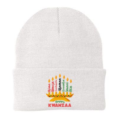 Funny Happy Kwanzaa Kinara Seven Candles Principles Of Kwanzaa Knit Cap Winter Beanie