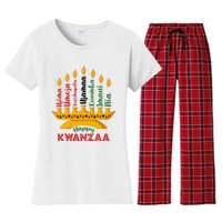 Funny Happy Kwanzaa Kinara Seven Candles Principles Of Kwanzaa Women's Flannel Pajama Set