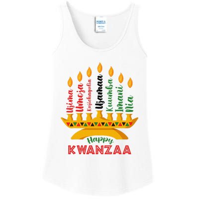 Funny Happy Kwanzaa Kinara Seven Candles Principles Of Kwanzaa Ladies Essential Tank