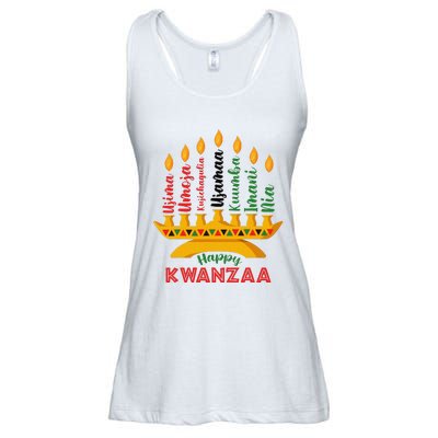 Funny Happy Kwanzaa Kinara Seven Candles Principles Of Kwanzaa Ladies Essential Flowy Tank