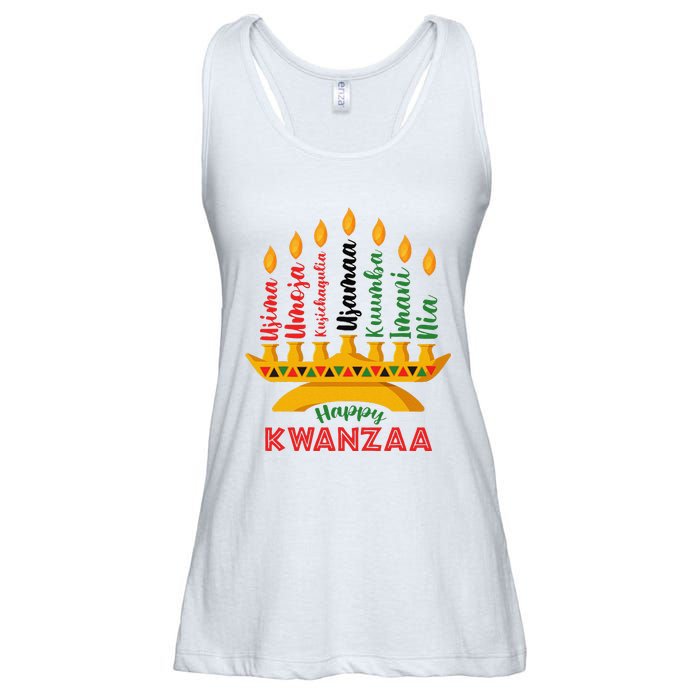 Funny Happy Kwanzaa Kinara Seven Candles Principles Of Kwanzaa Ladies Essential Flowy Tank