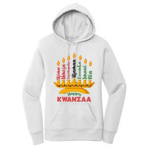 Funny Happy Kwanzaa Kinara Seven Candles Principles Of Kwanzaa Women's Pullover Hoodie