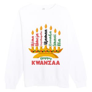 Funny Happy Kwanzaa Kinara Seven Candles Principles Of Kwanzaa Premium Crewneck Sweatshirt