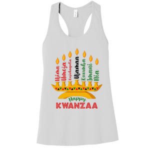 Funny Happy Kwanzaa Kinara Seven Candles Principles Of Kwanzaa Women's Racerback Tank