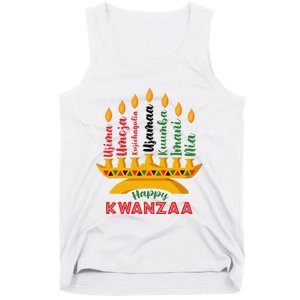 Funny Happy Kwanzaa Kinara Seven Candles Principles Of Kwanzaa Tank Top