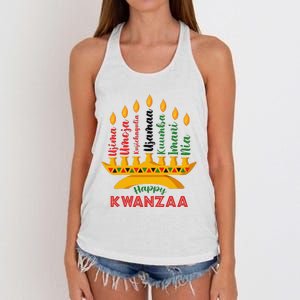 Funny Happy Kwanzaa Kinara Seven Candles Principles Of Kwanzaa Women's Knotted Racerback Tank