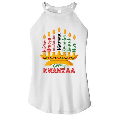 Funny Happy Kwanzaa Kinara Seven Candles Principles Of Kwanzaa Women's Perfect Tri Rocker Tank