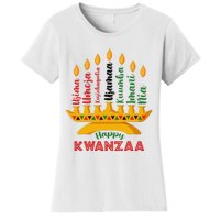 Funny Happy Kwanzaa Kinara Seven Candles Principles Of Kwanzaa Women's T-Shirt