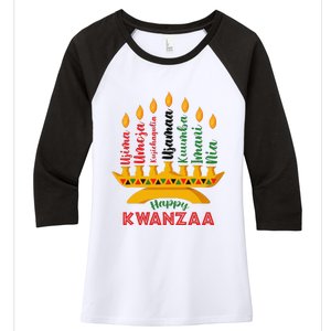 Funny Happy Kwanzaa Kinara Seven Candles Principles Of Kwanzaa Women's Tri-Blend 3/4-Sleeve Raglan Shirt