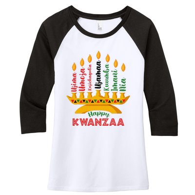 Funny Happy Kwanzaa Kinara Seven Candles Principles Of Kwanzaa Women's Tri-Blend 3/4-Sleeve Raglan Shirt