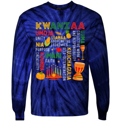 Funny Happy Kwanzaa Seven Principles Of Kwanzaa Tie-Dye Long Sleeve Shirt