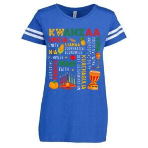 Funny Happy Kwanzaa Seven Principles Of Kwanzaa Enza Ladies Jersey Football T-Shirt