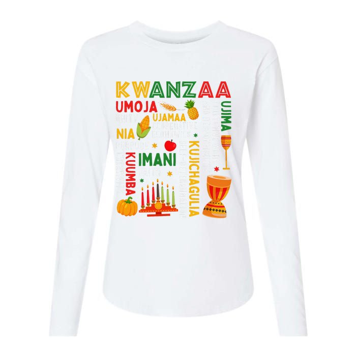 Funny Happy Kwanzaa Seven Principles Of Kwanzaa Womens Cotton Relaxed Long Sleeve T-Shirt