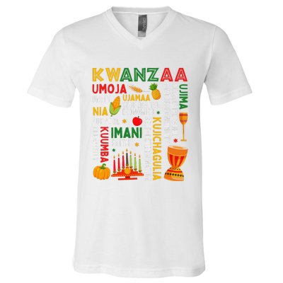 Funny Happy Kwanzaa Seven Principles Of Kwanzaa V-Neck T-Shirt