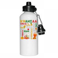 Funny Happy Kwanzaa Seven Principles Of Kwanzaa Aluminum Water Bottle