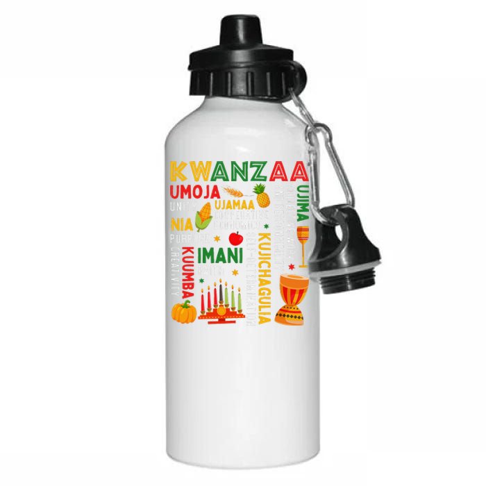 Funny Happy Kwanzaa Seven Principles Of Kwanzaa Aluminum Water Bottle