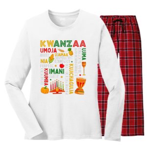 Funny Happy Kwanzaa Seven Principles Of Kwanzaa Women's Long Sleeve Flannel Pajama Set 