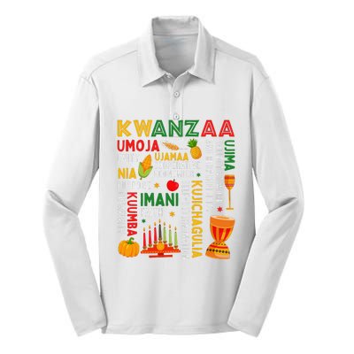 Funny Happy Kwanzaa Seven Principles Of Kwanzaa Silk Touch Performance Long Sleeve Polo