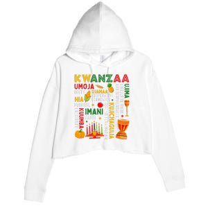 Funny Happy Kwanzaa Seven Principles Of Kwanzaa Crop Fleece Hoodie