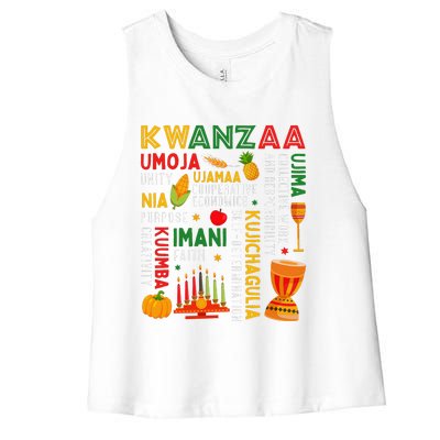 Funny Happy Kwanzaa Seven Principles Of Kwanzaa Women's Racerback Cropped Tank