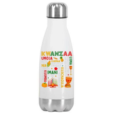 Funny Happy Kwanzaa Seven Principles Of Kwanzaa Stainless Steel Insulated Water Bottle