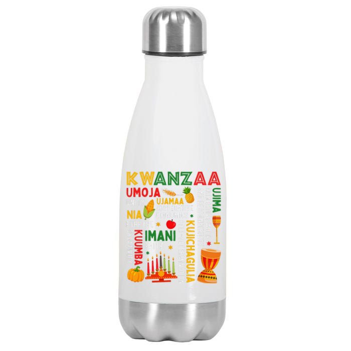 Funny Happy Kwanzaa Seven Principles Of Kwanzaa Stainless Steel Insulated Water Bottle