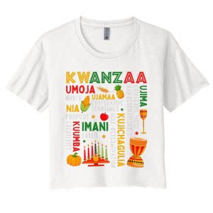 Funny Happy Kwanzaa Seven Principles Of Kwanzaa Women's Crop Top Tee