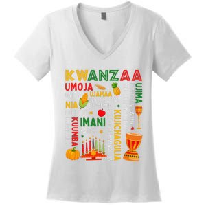 Funny Happy Kwanzaa Seven Principles Of Kwanzaa Women's V-Neck T-Shirt