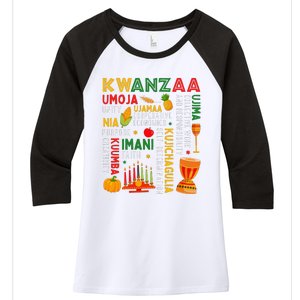 Funny Happy Kwanzaa Seven Principles Of Kwanzaa Women's Tri-Blend 3/4-Sleeve Raglan Shirt