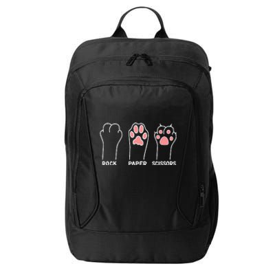 funny Hand Kitten dog Joke Game Rock Paper Scissors cat paws City Backpack