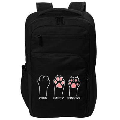 funny Hand Kitten dog Joke Game Rock Paper Scissors cat paws Impact Tech Backpack