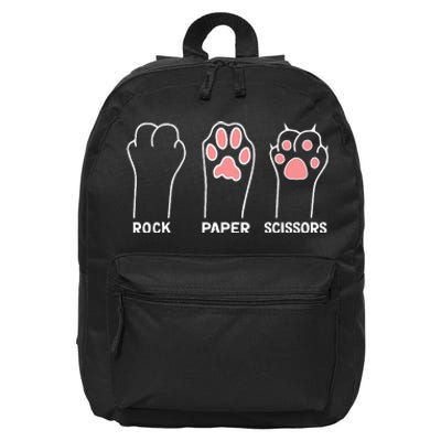 funny Hand Kitten dog Joke Game Rock Paper Scissors cat paws 16 in Basic Backpack