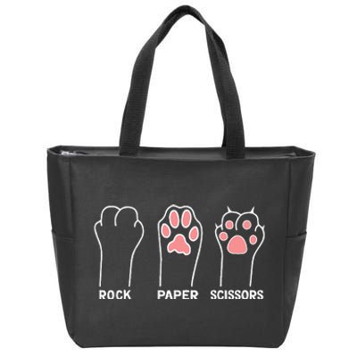 funny Hand Kitten dog Joke Game Rock Paper Scissors cat paws Zip Tote Bag