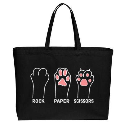 funny Hand Kitten dog Joke Game Rock Paper Scissors cat paws Cotton Canvas Jumbo Tote