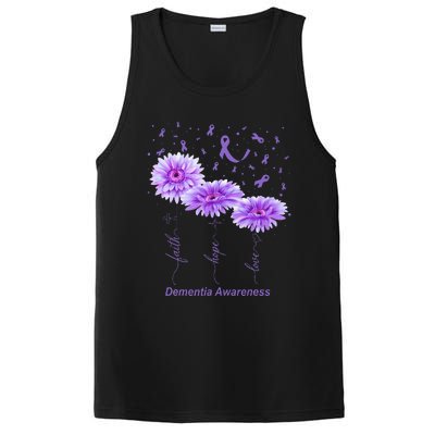 Faith Hope Love Purple Flower Ribbon Dementia Awareness PosiCharge Competitor Tank