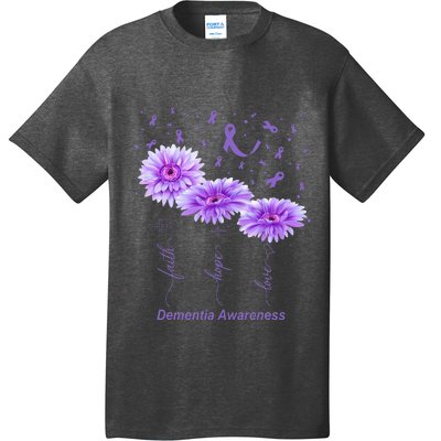 Faith Hope Love Purple Flower Ribbon Dementia Awareness T-Shirt