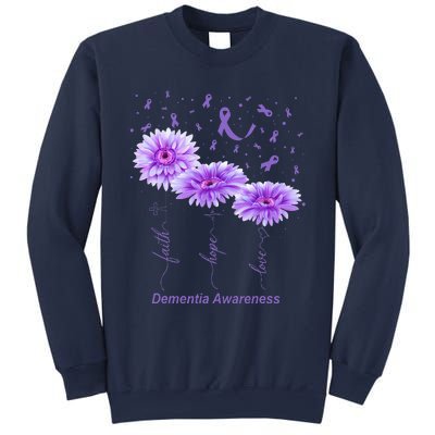 Faith Hope Love Purple Flower Ribbon Dementia Awareness Sweatshirt