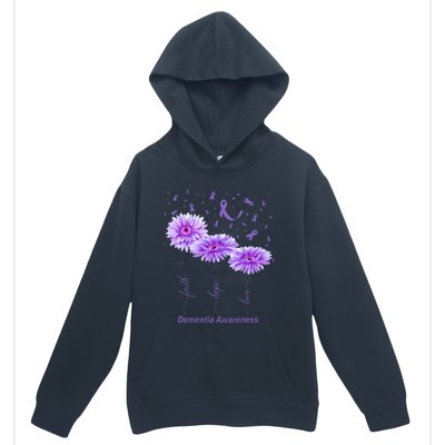 Faith Hope Love Purple Flower Ribbon Dementia Awareness Urban Pullover Hoodie