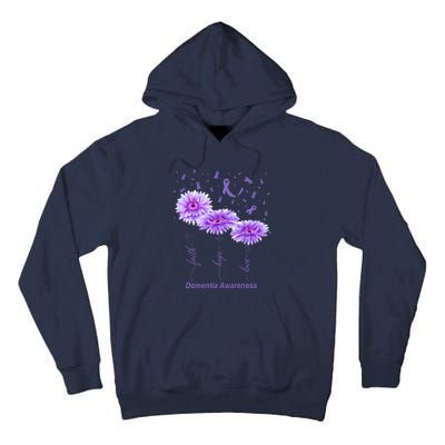 Faith Hope Love Purple Flower Ribbon Dementia Awareness Tall Hoodie