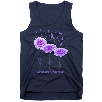 Faith Hope Love Purple Flower Ribbon Dementia Awareness Tank Top