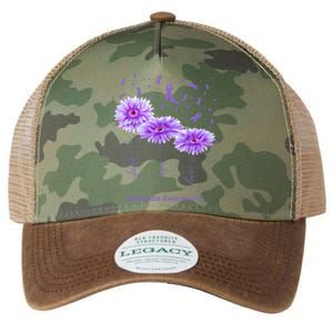 Faith Hope Love Purple Flower Ribbon Dementia Awareness Legacy Tie Dye Trucker Hat