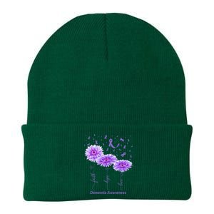 Faith Hope Love Purple Flower Ribbon Dementia Awareness Knit Cap Winter Beanie